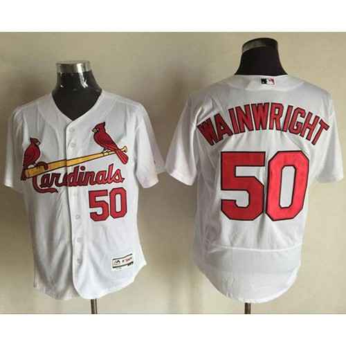 St.Louis Cardinals #50 Adam Wainwright White Flexbase Authentic Collection Stitched Jersey Men's