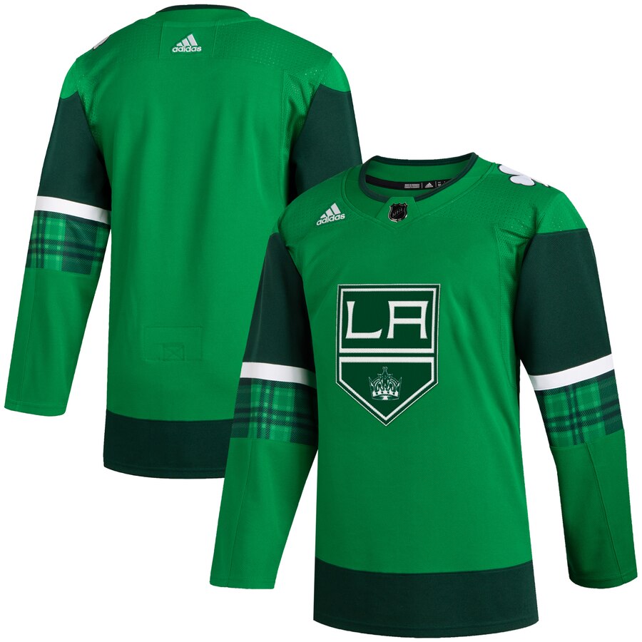 Los Angeles Kings Blank Men's Adidas 2020 St. Patrick's Day Stitched Jersey Green.Jpg