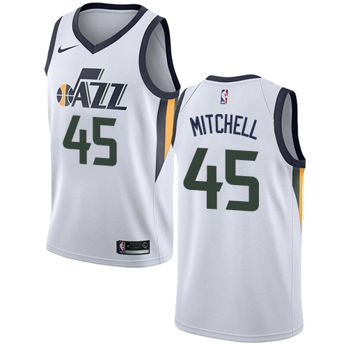Utah Jazz #45 Donovan Mitchell White Youth Swingman Association Edition Jersey Youth