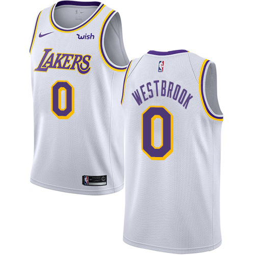Los Angeles Lakers #0 Russell Westbrook White Swingman Association Edition Jersey Mens