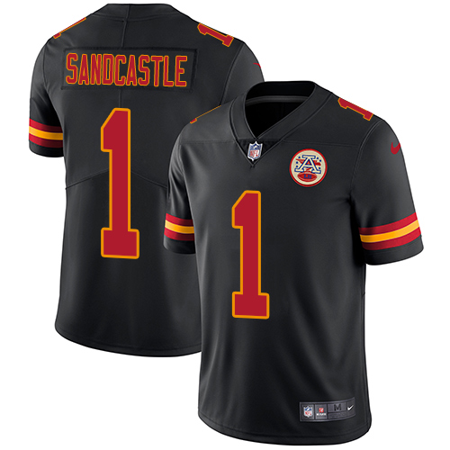 Kansas City Chiefs #1 Leon Sandcastle Black Men's Stitched Limited Rush Jersey Men's