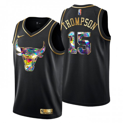 Chicago Chicago Bulls #15 Ethan Thompson Mens Golden Edition Diamond Logo 2021/22 Swingman Jersey - Black Mens
