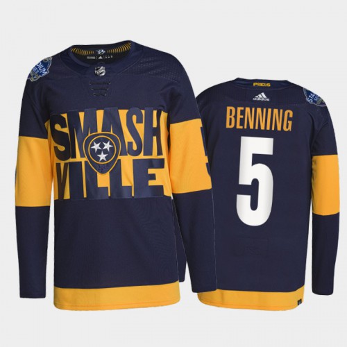 Adidas Nashville Predators #5 Matt Benning Men's 2022 Stadium Series Authentic Jersey - Navy Men's