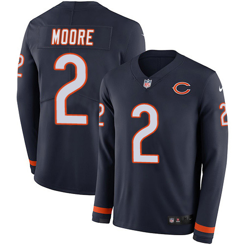 Bears #2 D.J. Moore Navy Blue Team Color Youth Stitched Limited Therma Long Sleeve Jersey