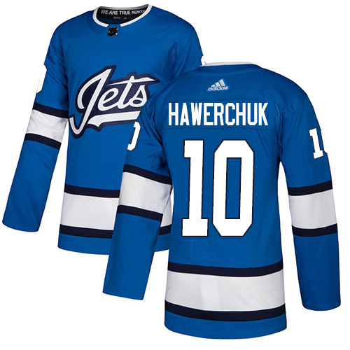 Adidas Winnipeg Jets #10 Dale Hawerchuk Blue Alternate Authentic Stitched Jersey Men's