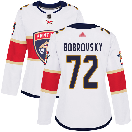 Adidas Florida Panthers #72 Sergei Bobrovsky White Road Authentic Women's Stitched Jersey Womens