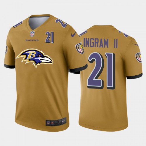 Baltimore Baltimore Ravens #21 Mark Ingram II Gold Men's Big Team Logo Player Vapor Limited Jersey Men's