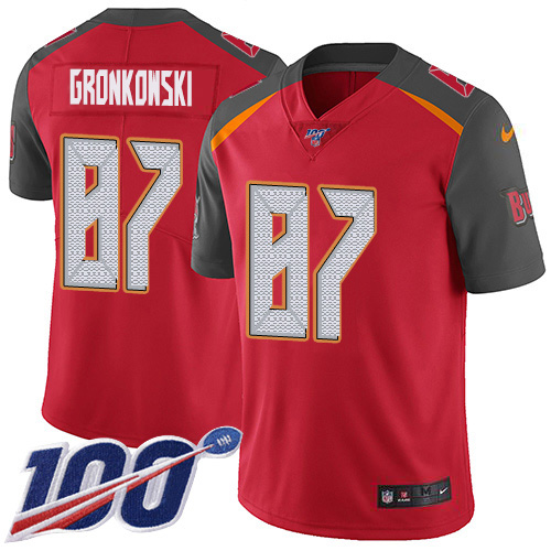 Buccaneers #87 Rob Gronkowski Red Team Color Youth Stitched 100th Season Vapor Untouchable Limited Jersey