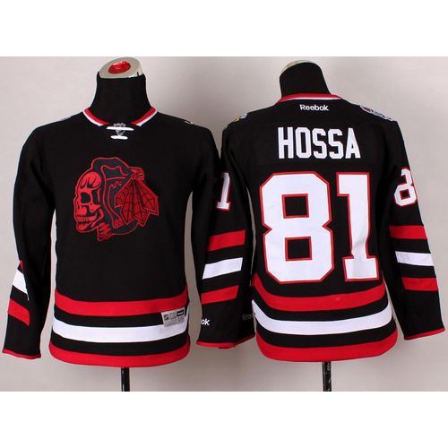 Chicago Blackhawks #81 Marian Hossa Black(Red Skull) 2014 Stadium Series Stitched Youth Jersey Youth