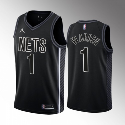 Brooklyn Nets #1 T.J. Warren Mens Black 2022-23 Statement Edition Jersey Mens