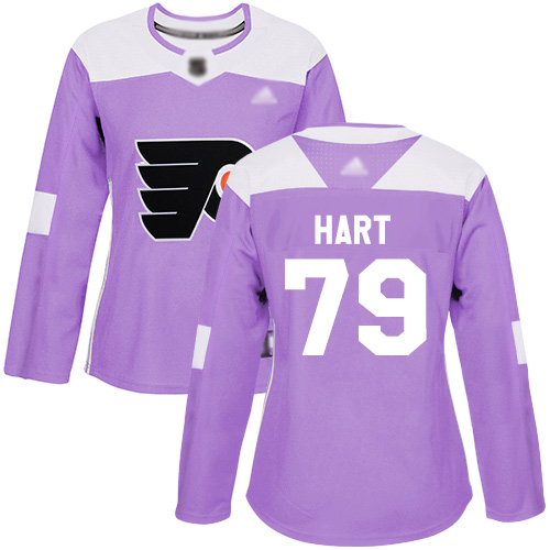 Adidas Philadelphia Flyers #79 Carter Hart Purple Authentic Fights Cancer Women's Stitched Jersey Womens