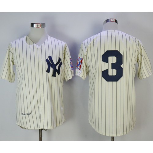 Mitchell And Ness New York Yankees #3 Babe Ruth Cream Throwback Stitched Jersey Men's