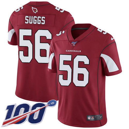 Arizona Cardinals #56 Terrell Suggs Red Team Color Men's Stitched 100th Season Vapor Limited Jersey Men's