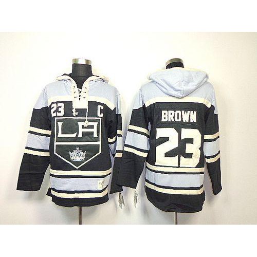 Los Angeles Kings #23 Dustin Brown Black Sawyer Hooded Sweatshirt Stitched Jersey Men's