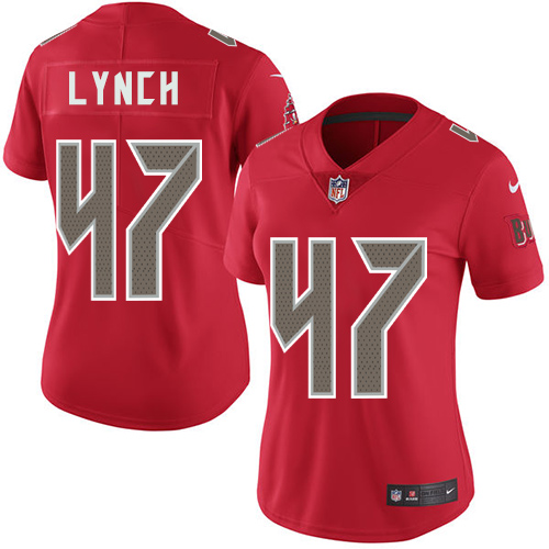 Tampa Bay Buccaneers #47 John Lynch Red Women's Stitched Limited Rush Jersey Womens