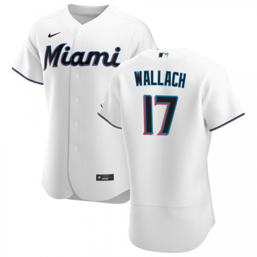 Miami Miami Marlins #17 Chad Wallach Men's White Home 2020 Authentic Player Jersey Men's
