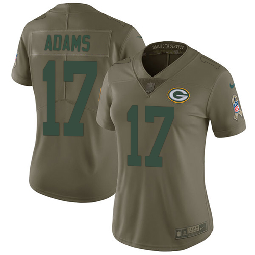Packers #17 Davante Adams Olive Women's Stitched Limited 2017 Salute To Service Jersey