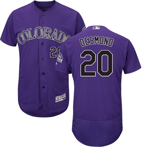 Colorado Rockies #20 Ian Desmond Purple Flexbase Authentic Collection Stitched Jersey Men's