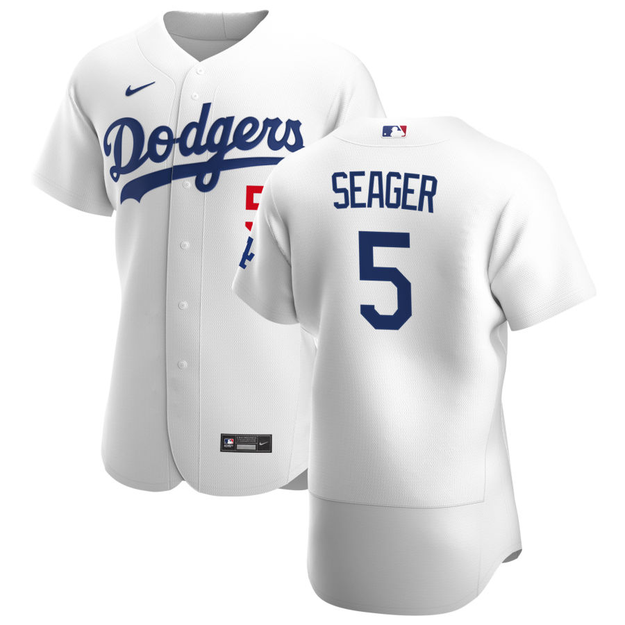 Los Angeles Dodgers #5 Corey Seager Men's White Home 2020 Authentic Player Jersey