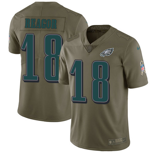 Philadelphia Eagles #18 Jalen Reagor Olive Men's Stitched Limited 2017 Salute To Service Jersey Men's