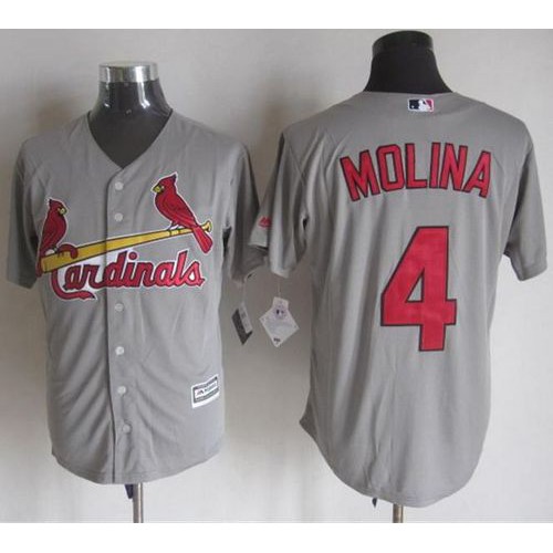 St.Louis Cardinals #4 Yadier Molina Grey New Cool Base Stitched Jersey Men's