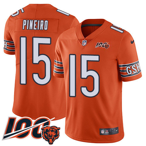 Chicago Bears #15 Eddy Pineiro Orange Men's 100th Season Stitched Limited Rush Jersey Men's