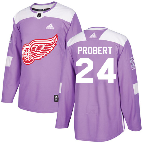 Adidas Detroit Red Wings #24 Bob Probert Purple Authentic Fights Cancer Stitched Jersey Men's