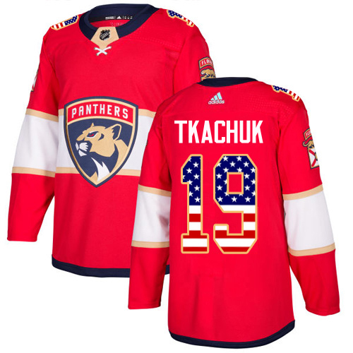 Adidas Panthers #19 Matthew Tkachuk Red Home Authentic USA Flag Stitched Jersey