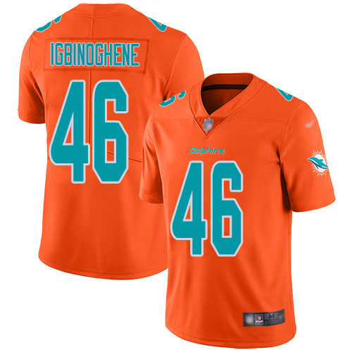 Miami Dolphins #46 Noah Igbinoghene Orange Men's Stitched Limited Inverted Legend Jersey Men's