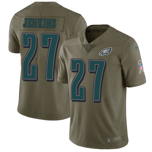 Philadelphia Eagles #27 Malcolm Jenkins Olive Men's Stitched Limited 2017 Salute To Service Jersey Men's
