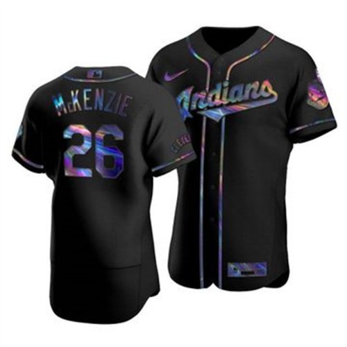 Cleveland Guardians #26 Triston McKenzie Men's Iridescent Holographic Collection Jersey - Black Men's