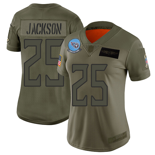 Tennessee Titans #25 Adoree' Jackson Camo Women's Stitched Limited 2019 Salute to Service Jersey Womens