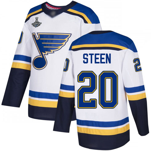 Adidas St. Louis Blues #20 Alexander Steen White Road Authentic Stanley Cup Champions Stitched Jersey Men's