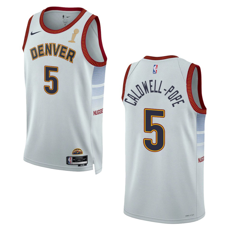 Denver Nuggets #5 Kentavious Caldwell-Pope Unisex Silver 2023 Finals Champions Swingman Jersey - City Edition