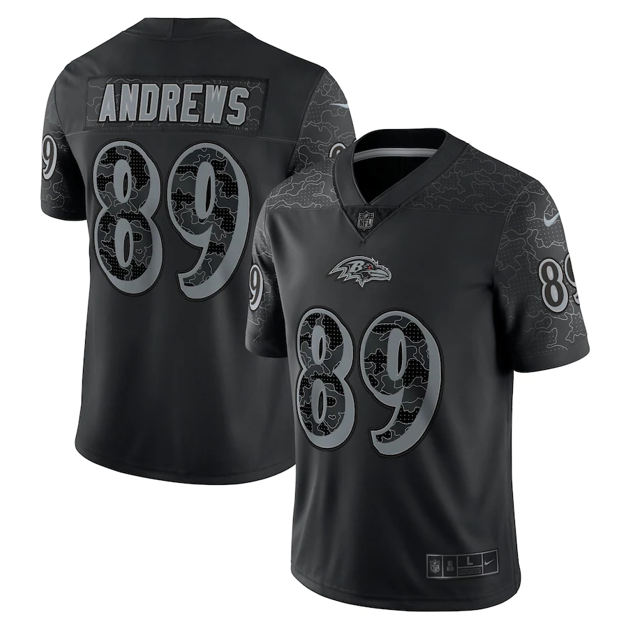 Men's Youth Women Baltimore Ravens #89 Mark Andrews Black Black Reflective Limited Jersey