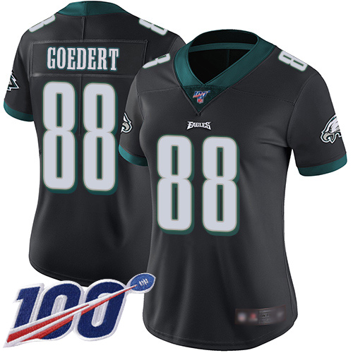Eagles #88 Dallas Goedert Black Alternate Women's Stitched 100th Season Vapor Limited Jersey
