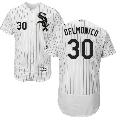 Chicago White Sox #30 Nicky Delmonico White(Black Strip) Flexbase Authentic Collection Stitched Jersey Men's
