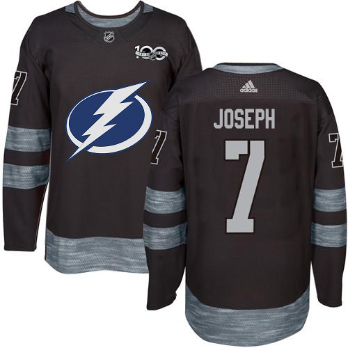 Adidas Tampa Bay Lightning #7 Mathieu Joseph Black 1917-2017 100th Anniversary Stitched Jersey Men's