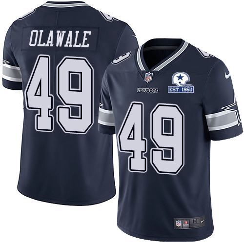 Dallas Cowboys #49 Jamize Olawale Navy Blue Team Color Men's Stitched With Established In 1960 Patch Vapor Untouchable Limited Jersey Men's