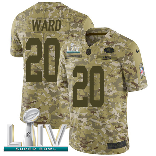 San Francisco 49ers #20 Jimmie Ward Camo Super Bowl LIV 2020 Men's Stitched Limited 2018 Salute To Service Jersey Men's