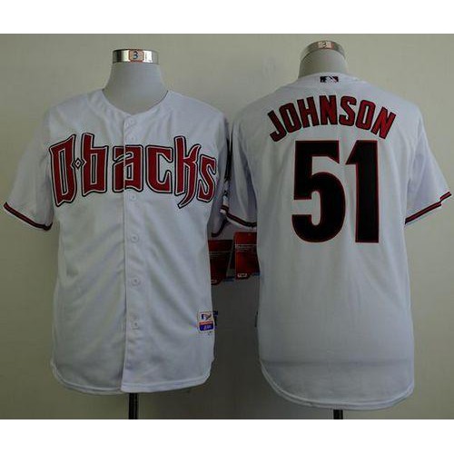 Arizona Diamondbacks #51 Randy Johnson White Cool Base Stitched Jersey Men's