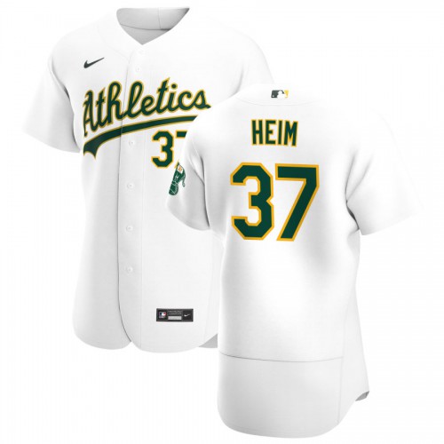 Oakland Oakland Athletics #37 Jonah Heim Men's White Home 2020 Authentic Player Jersey Men's