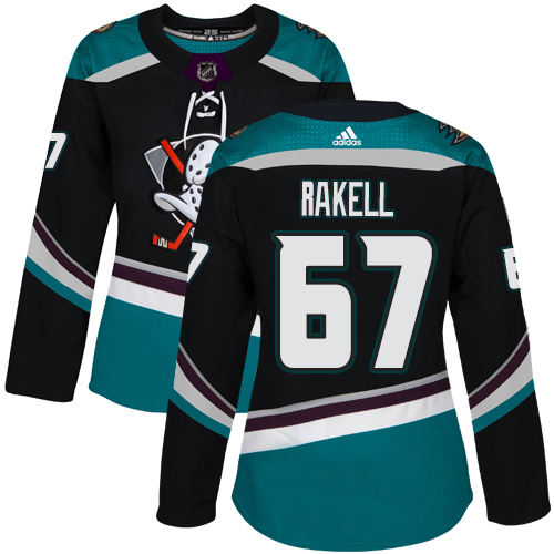 Adidas Anaheim Ducks #67 Rickard Rakell Black/Teal Alternate Authentic Women's Stitched Jersey Womens