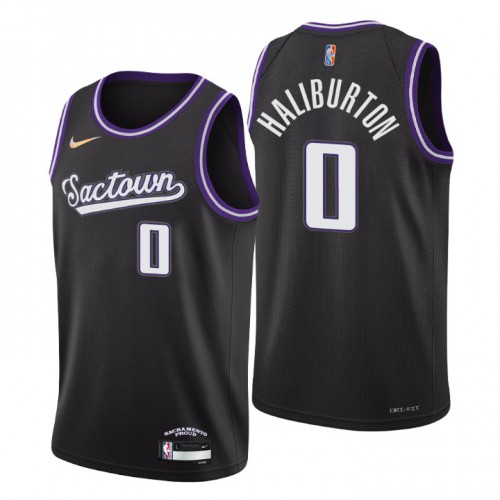 Sacramento Sacramento Kings #0 Tyrese Haliburton Mens Black 2021/22 Swingman Jersey - City Edition Mens