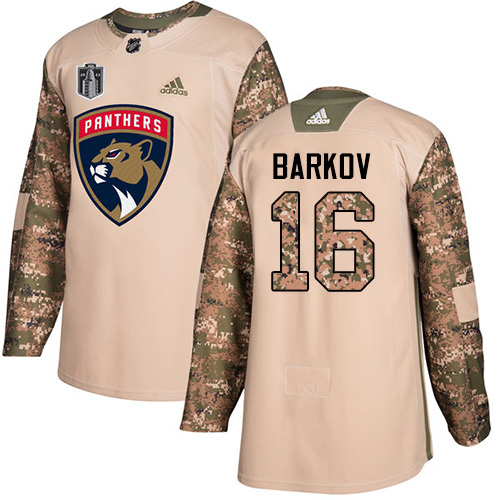Adidas Lightning #16 Aleksander Barkov Camo 2023 Stanley Cup Final Patch Authentic Veterans Day Stitched Jersey