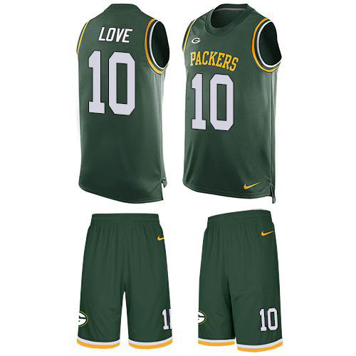 Packers #10 Jordan Love Green Team Color Men's Stitched Limited Tank Top Suit Jersey