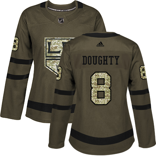 Adidas Los Angeles Kings #8 Drew Doughty Green Salute to Service Women's Stitched Jersey Womens