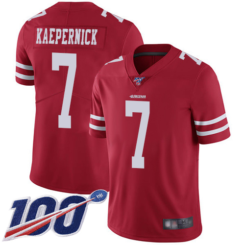 San Francisco 49ers #7 Colin Kaepernick Red Team Color Men's Stitched 100th Season Vapor Limited Jersey Men's