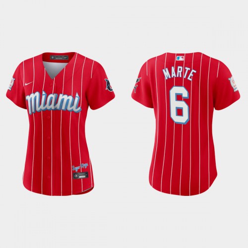 Miami Miami Marlins #6 Starling Marte Women's 2021 City Connect Authentic Jersey Red Womens