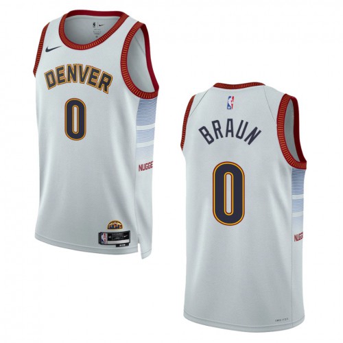 Denver Denver Nuggets #0 Christian Braun Unisex Silver 2022-23 Swingman Jersey - City Edition Mens